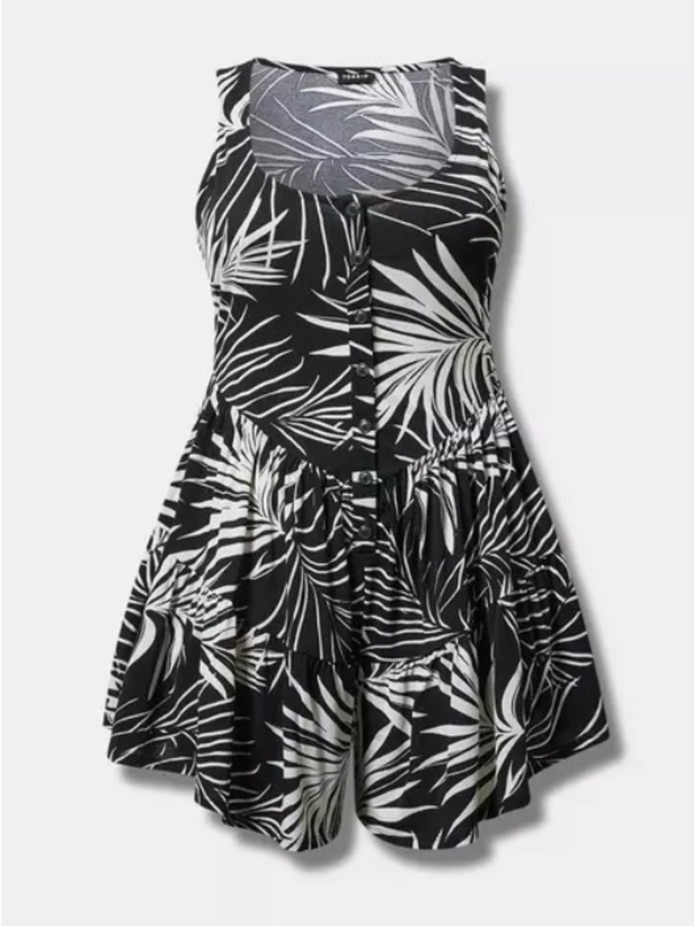NWT Torrid Black & White Tropical Print Romper